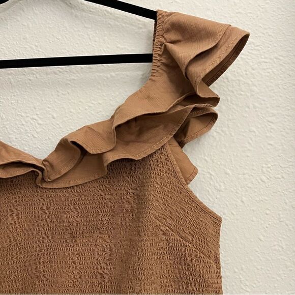 Anthropologie Maeve Ruffled Smocked Tank Top Brown NEW Plus Size 26W - Picture 5 of 9